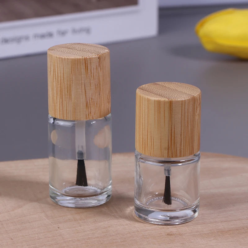 Hair Brush Nail Glue Bottle Solid Wood Bamboo Cover Oil Container Qme