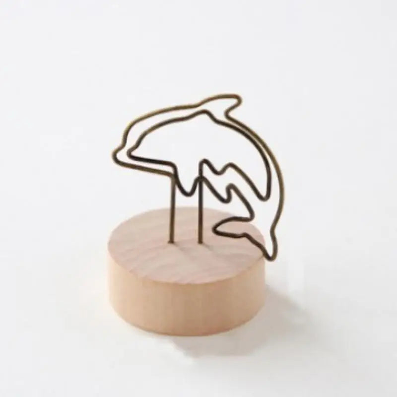 Mini Wooden Base Metal Photo Holders Creative Design Decor Photos Qme F