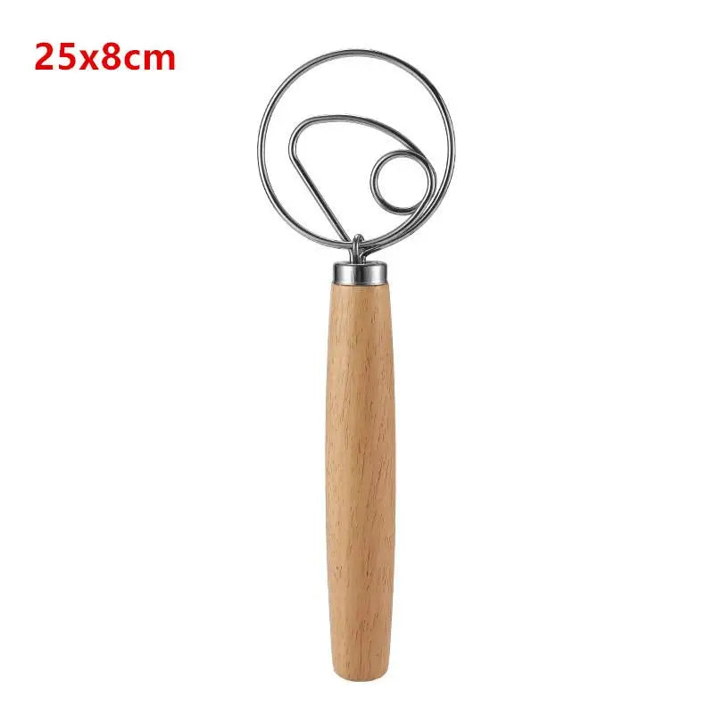 Stainless Steel Dough Whisk With Smooth Wooden Handle Sourdough & Bread Mixing Danish Dough Whisk Bread Tools Qme C