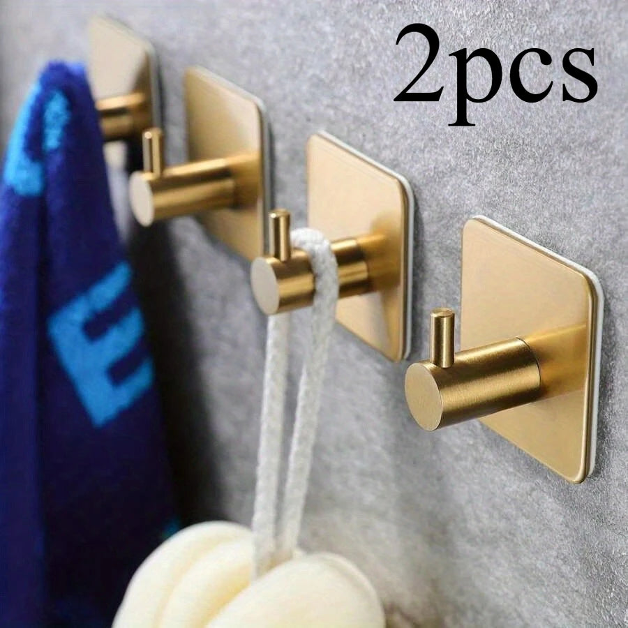Golden Hook - Can be installed without drilling, can be safely and effortlessly removed. Suitable for towel, coat, Qme Golden