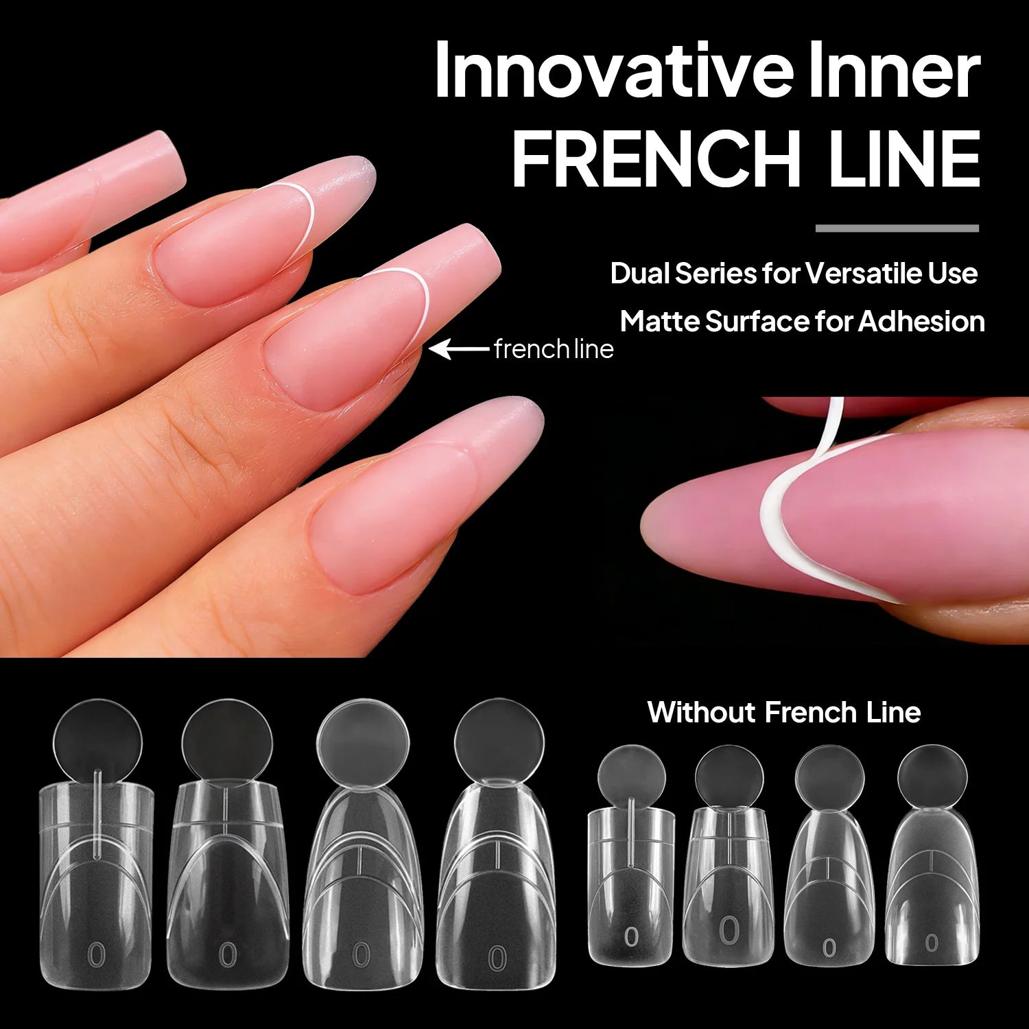Nailpop French Line Dual Forms Nail Tips 14 Sizes Square Coffin Qme