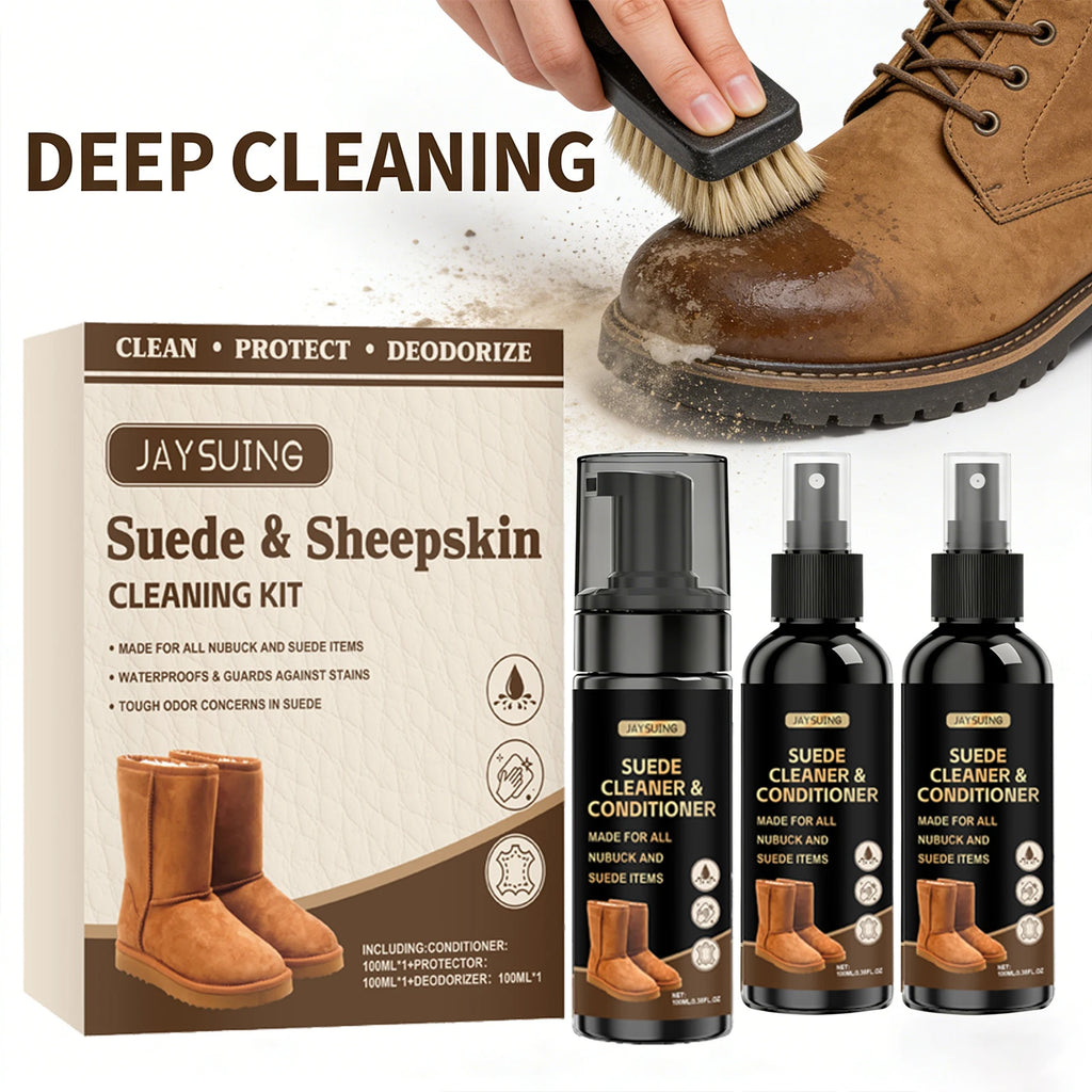 Suede & Sheepskin Cleaning Kit Remove Stubborn Stain Eliminate Odor Decontamination Made for All Nubuck Waterproof Shoe Care Set Qme
