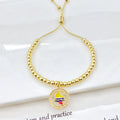 Gold-Plated Copper Bead Chain Venezuela Colombia Dominican Map Flag Bracelet Classic for Men Women Holiday Anniversary Jewelry Qme 4