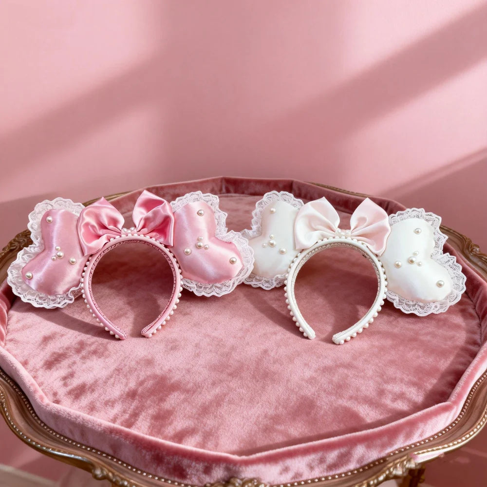 Mickey Mouse Heart Ear Headands Women Adult Cosplay Valentine's Day Hairband For Girls Park Travel Photography Hair Accessory Qme