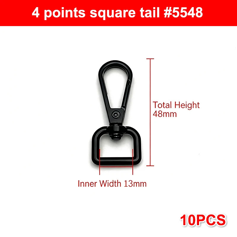 10Pcs Zinc Alloy Swivel Snap Hooks: Heavy Duty Rust-Proof DIY Connectors for Bag Making, Keychains, Lanyards & Crafting Needs Qme 4 Black