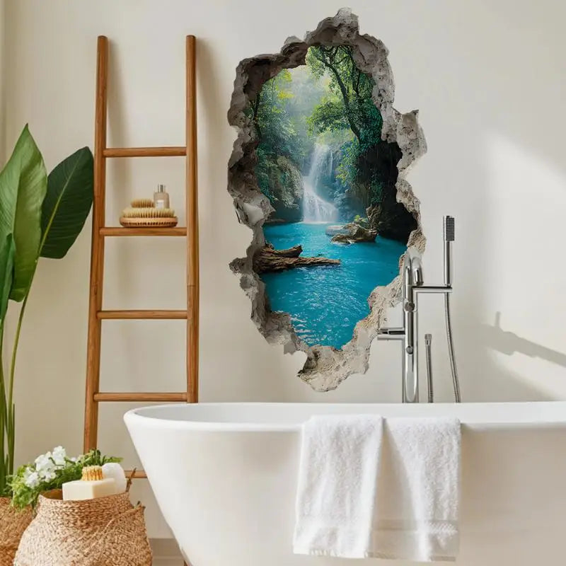 Bedrooms Room Bathroom Home Decoration Stickers Creative Hole Valley Qme