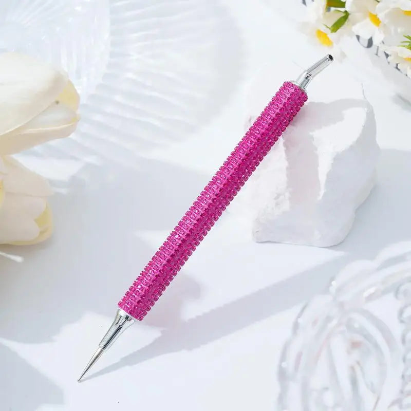 Dual Sided Nail Art Rhinestone Picker Pen Self Adhesive Pickup Tool Qme Rose red