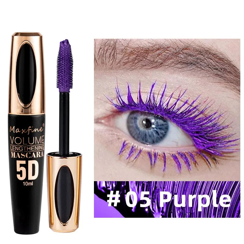 Waterproof Anti-sweat Mascara Lengthens Eyelashes Extension Blue Silk Fiber Mascara Female Non-smudge Mascara Makeup Cosmetic Qme 05 Purple