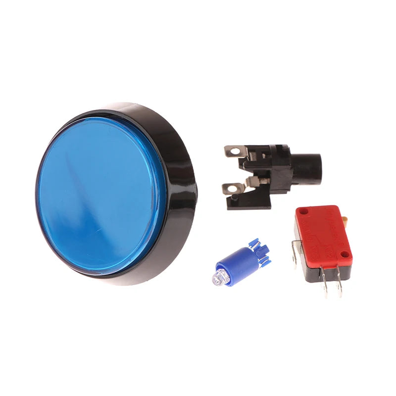 Arcade Button DC 12V LED Large Round 5 Micro Switch Auto Reset Cabinet Qme Blue