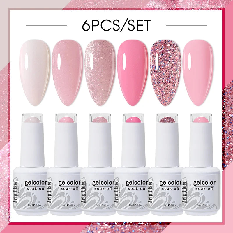 Arte Clavo Glitter Semi Permanent Nail Art LED UV Gel Polish Sparkly