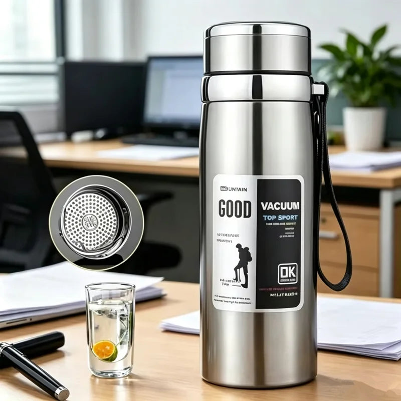 316 Stainless Steel Vacuum Insulated Water Bottle Leakproof Travel Thermos With Lanyard Keep Hot Cold All Day For Outdoor Sports Qme