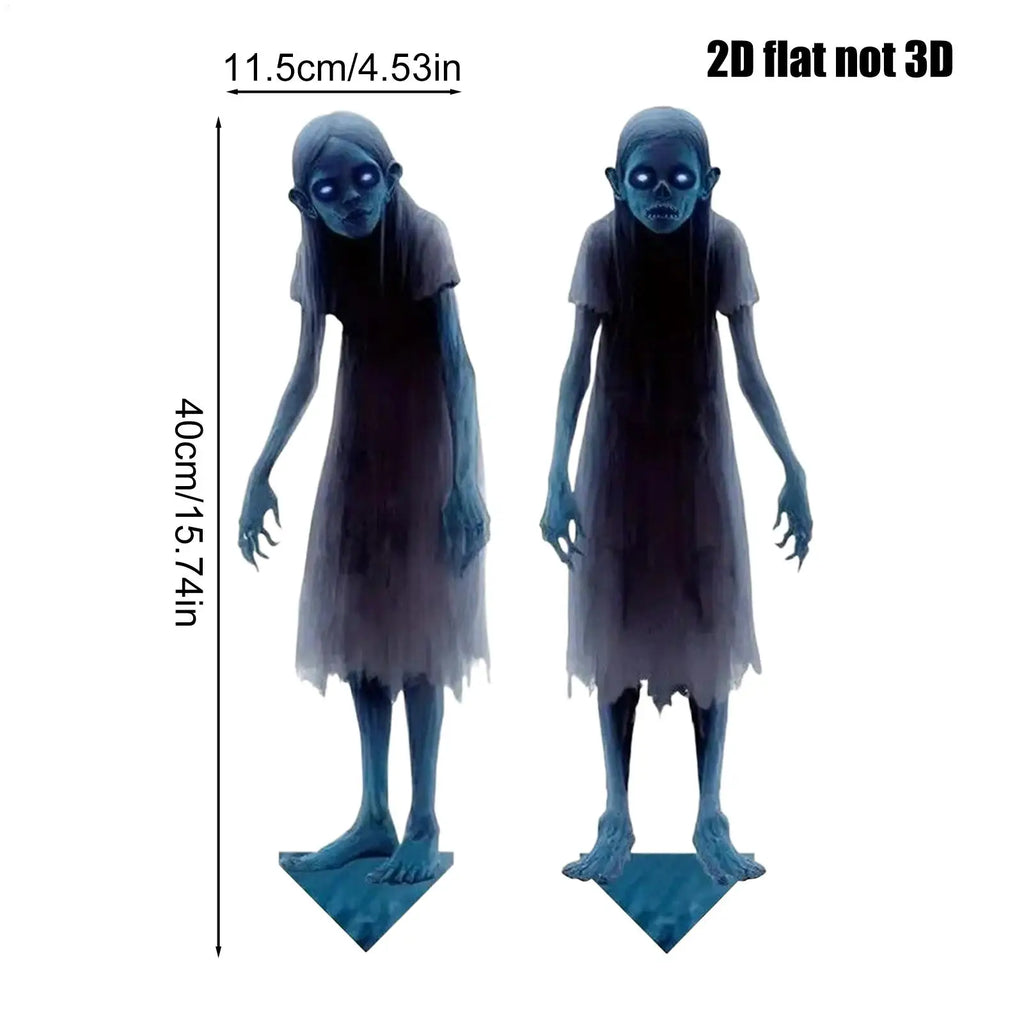 Haunted Twin Ghost Yard Signs Spooky Twins Outdoor Stakes Decorations Qme
