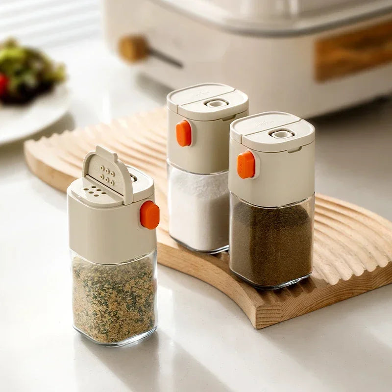 0.5g Quantitative Salt Control Bottle MultiFunctional Seasoning Pot Press-Type Glass Seasoning Bottle Spice Dispenser Qme