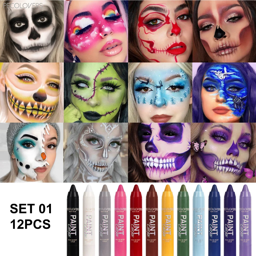 Colored Face Makeup Crayon Pen Suitable All Art Forms Creativity Qme SET 01