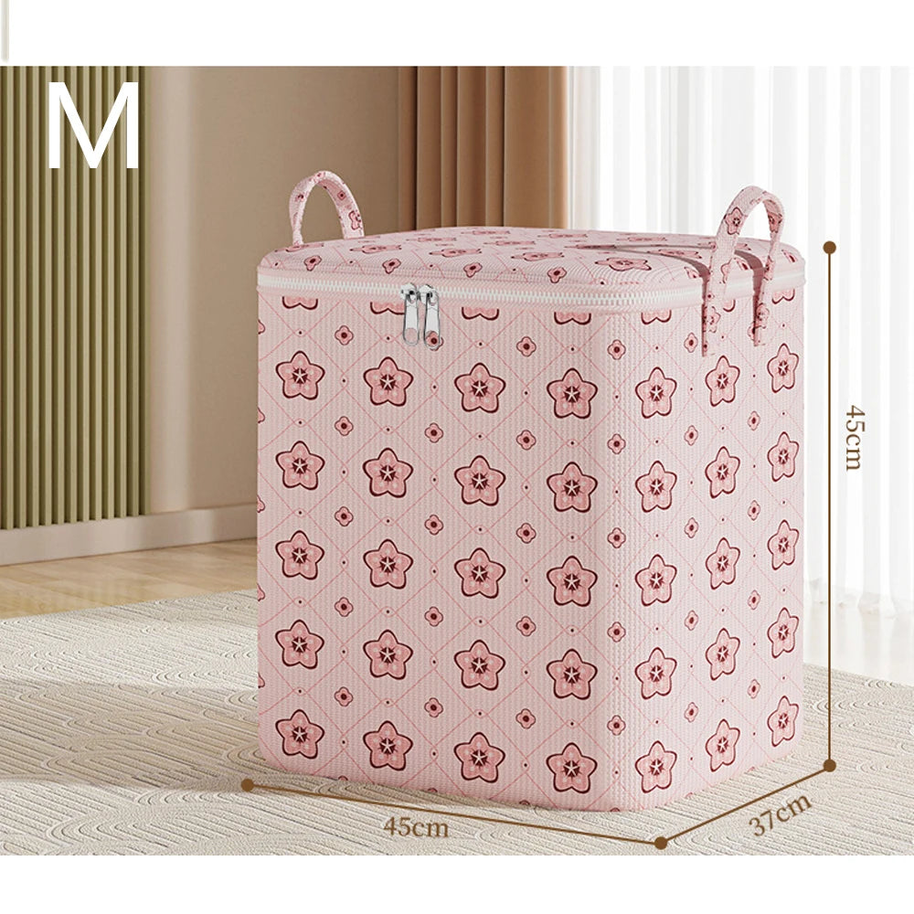 Large Capacity Quilt Storage Bag for Home Moving Clothes & Comforter Packing Sack for Student Dorm Travel Luggage Box Qme Pink M