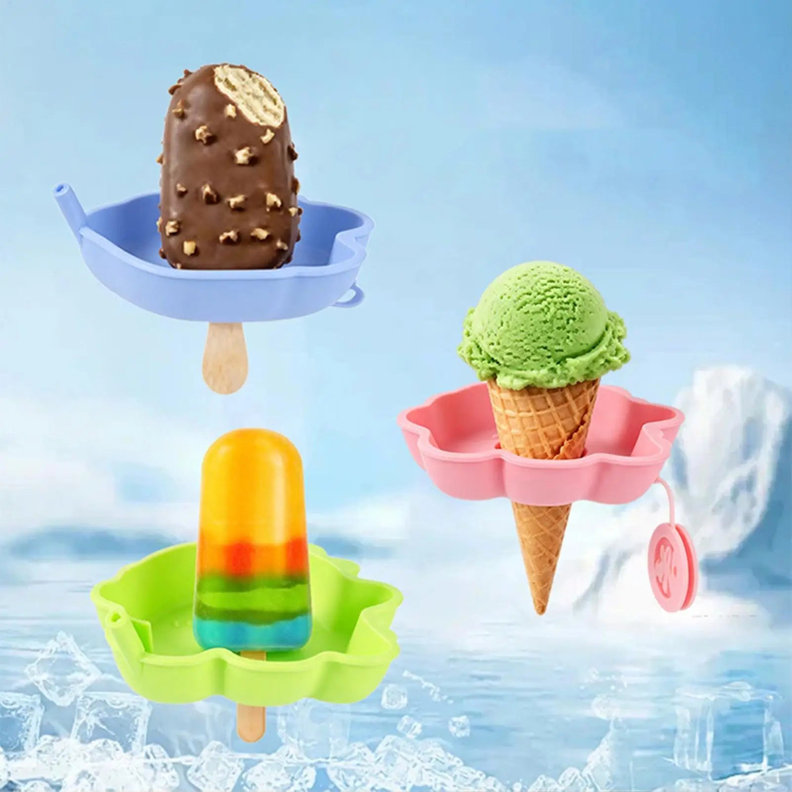 1pcs Ice Pop Holders For Kids Reusable Anti Drip Portable Cute Leak Proof Ice Cream Holder For Daily Home Summer Outdoor Travel Qme