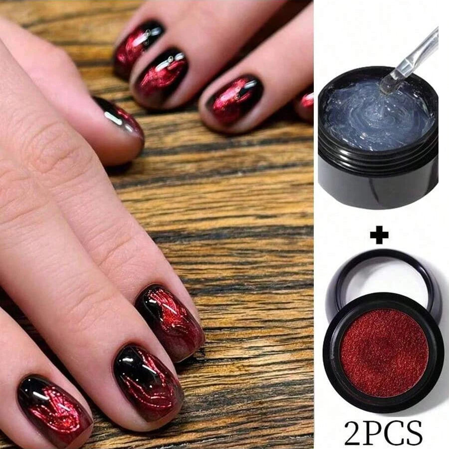 5 3D Clear Nail Gel Art Mirror Powder Create Metallic Qme red