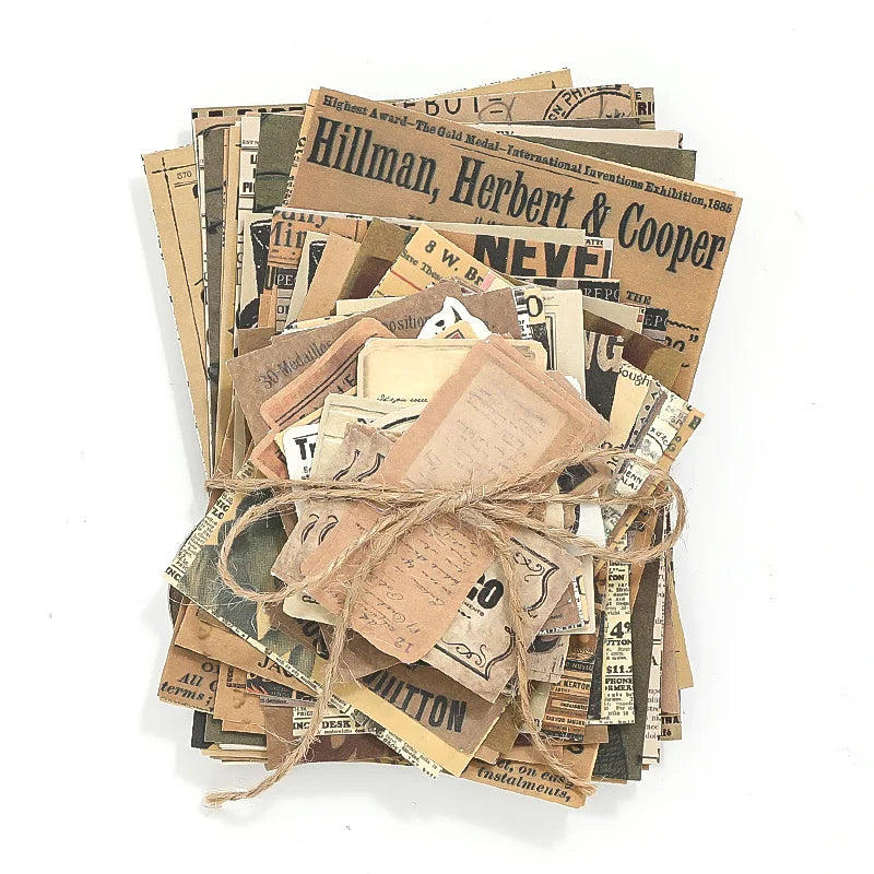 100 pcs/pack Vintage Memo Paper Set DIY Scrapbooking School Supplies Decor Junk Journal Marking Creative Stationery Notes Paper Qme C
