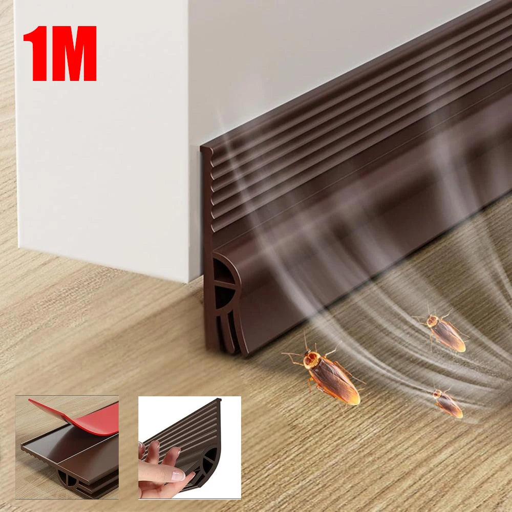 1M TPE Window Seal Strip Windproof Self-Adhesive Dustproof Insect Proof Door Bottom Weatherstripping Flexible Soundproof Strip Qme