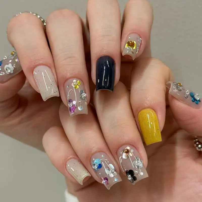 Nail Glitter 12 Grids Mini Colorful Flowers DIY Art Sequins Salon Qme