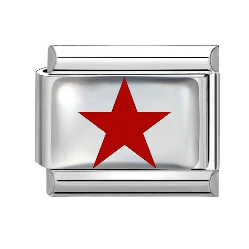 New Y2K Red Series Colorful Love Heart Gift Sun Star Italian Charm Link fit 9mm Stainless Steel Jewelry DIY Making Bracelet Gift Qme Style 34