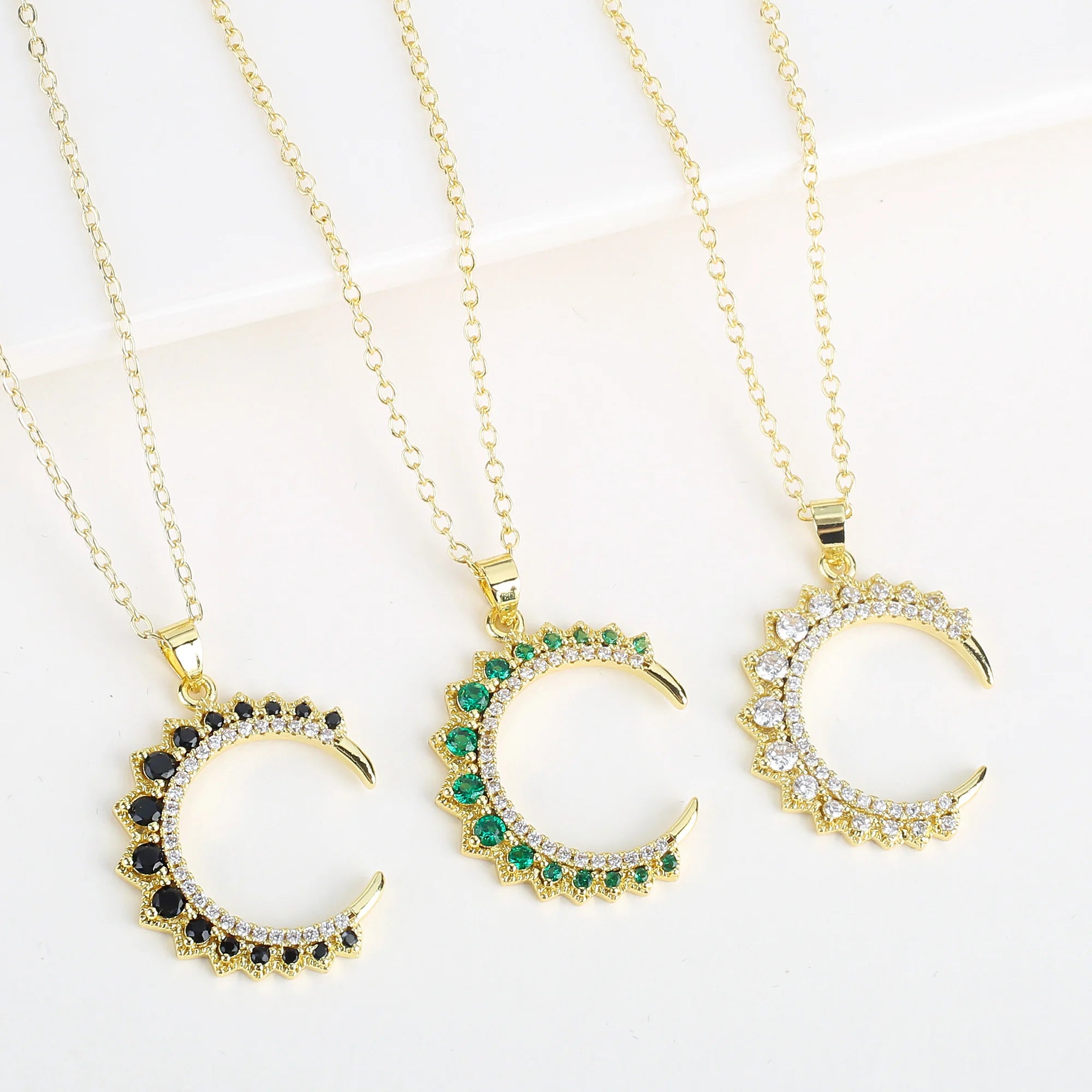 Creative Bling Cubic Zirconia C Shape Adjustable Pendant Necklace Fine Wedding New Year Jewelry Accessories Gift Wholesale Qme