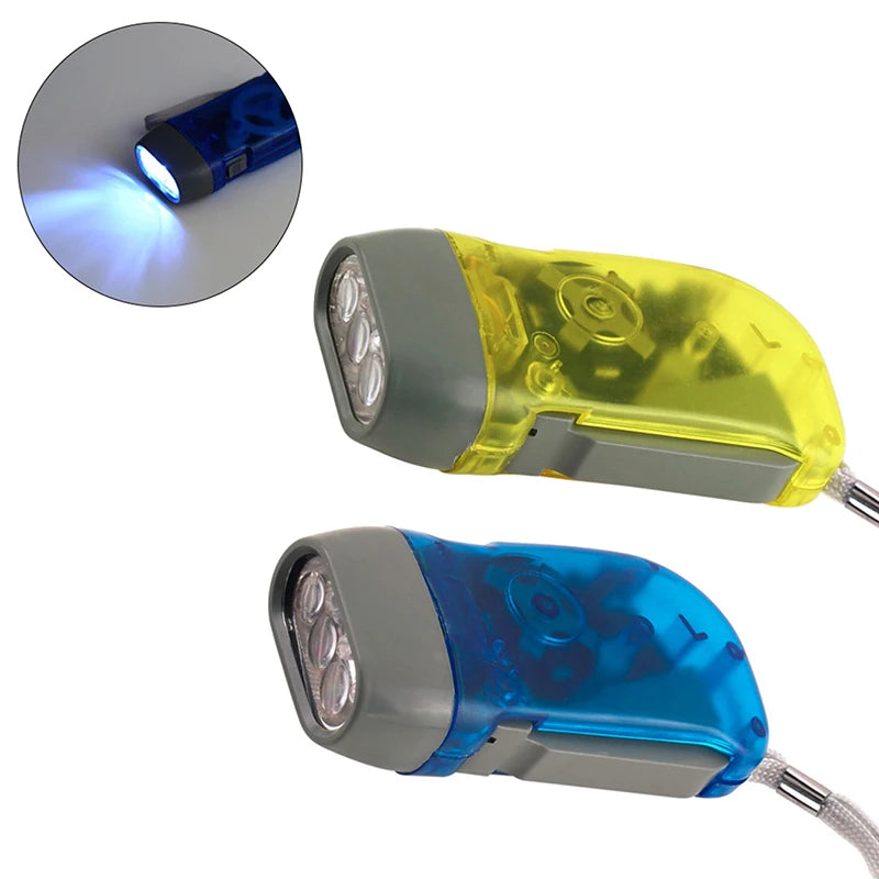 3 LED Outdoor Hand Pressing Dynamo Wind Up Flashlight Torch Light Qme