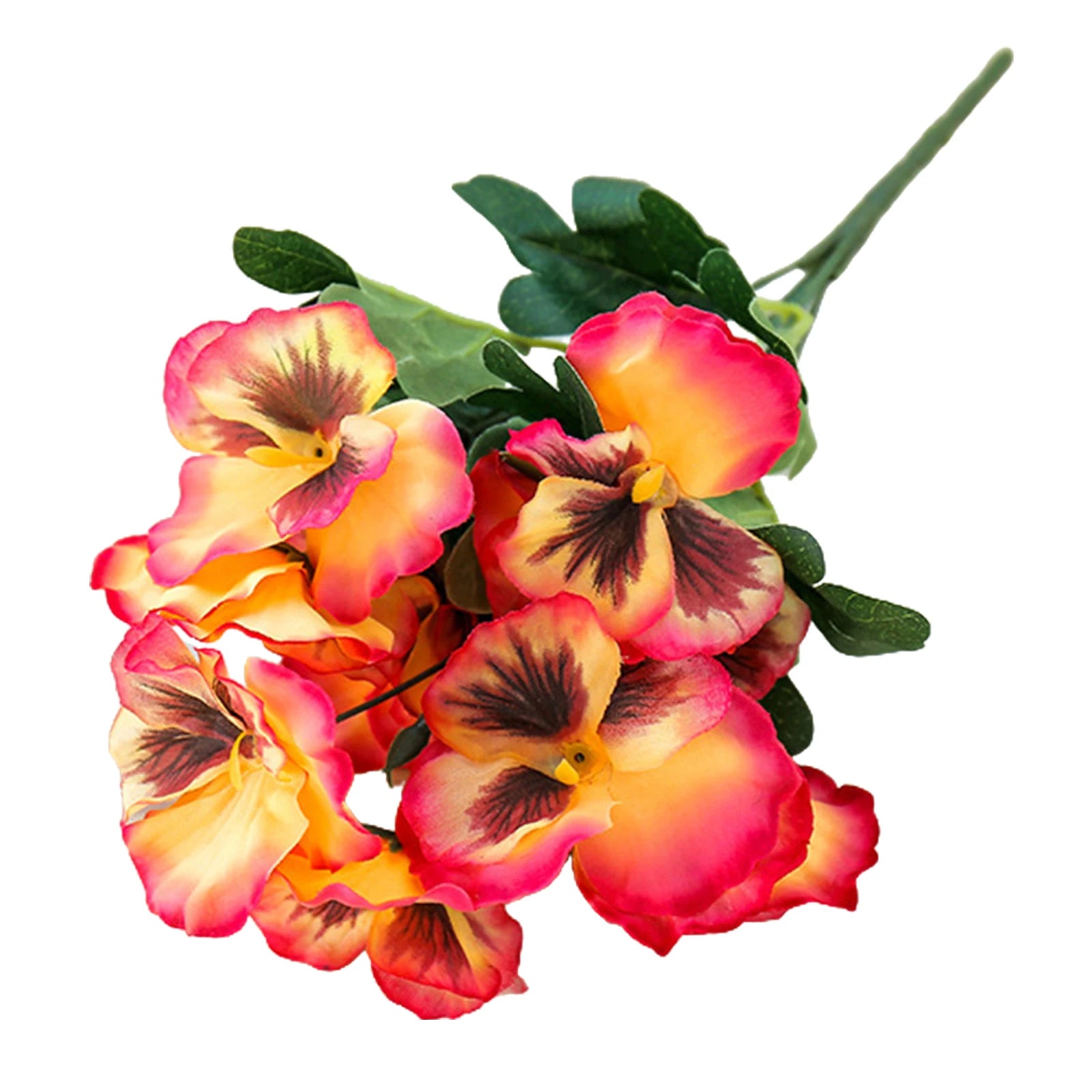 10 Heads Artificial Pansy Fake Flower European Multicolor Fake Bridal Flower Bouquet Wedding Home Party Decoration Flowers Qme Orange