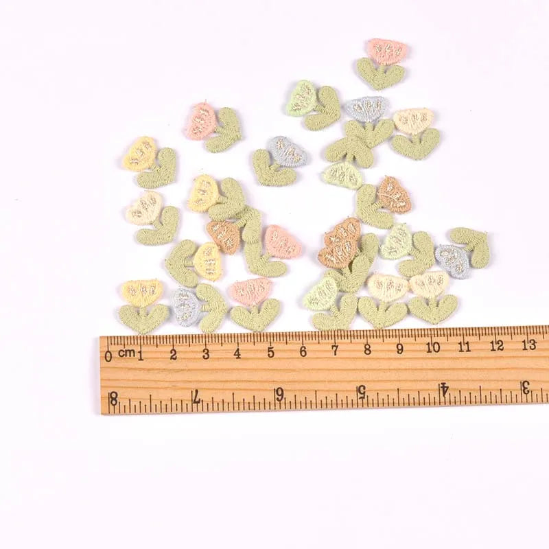 20pcs 16x17mm Assorted Color Tulip Embroidered Appliques,Sewing Decoration DIY Clothes Hair Accessories No Glue cp3854 Qme