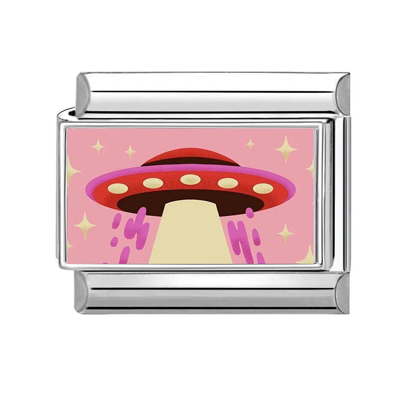 Y2K Wholesale Purple Cartoon Rabbit Planet Cat Italian Charm Link Fit