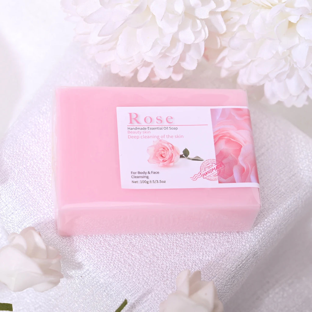 Handmade Rose Essential Oil Soap Olive Infused Skin Basic Cleaning Qme