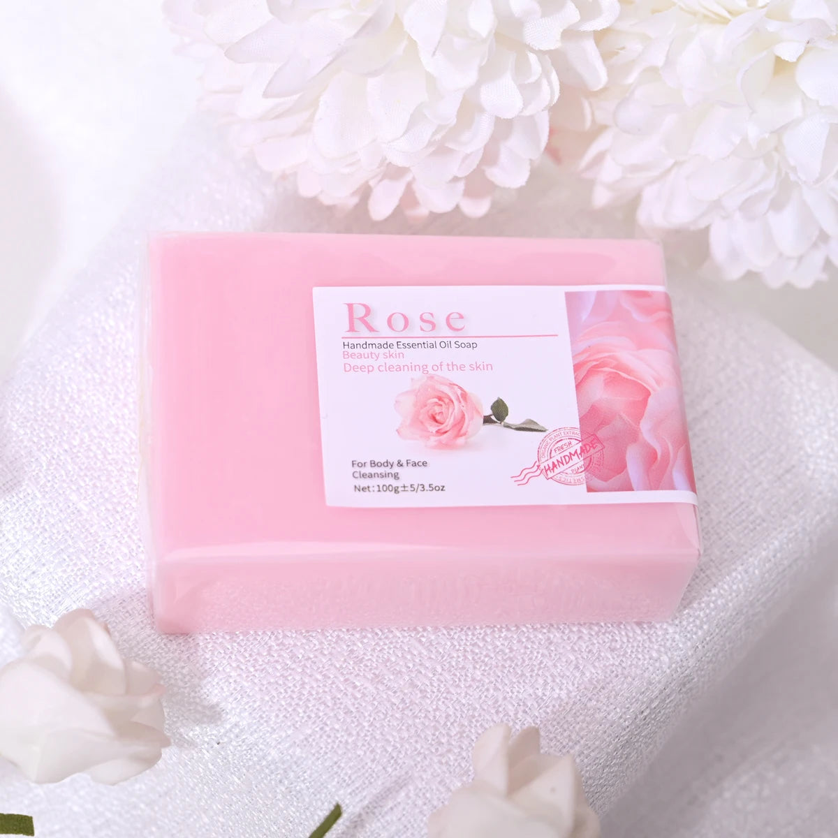 Handmade Rose Essential Oil Soap Olive Infused Skin Basic Cleaning Qme
