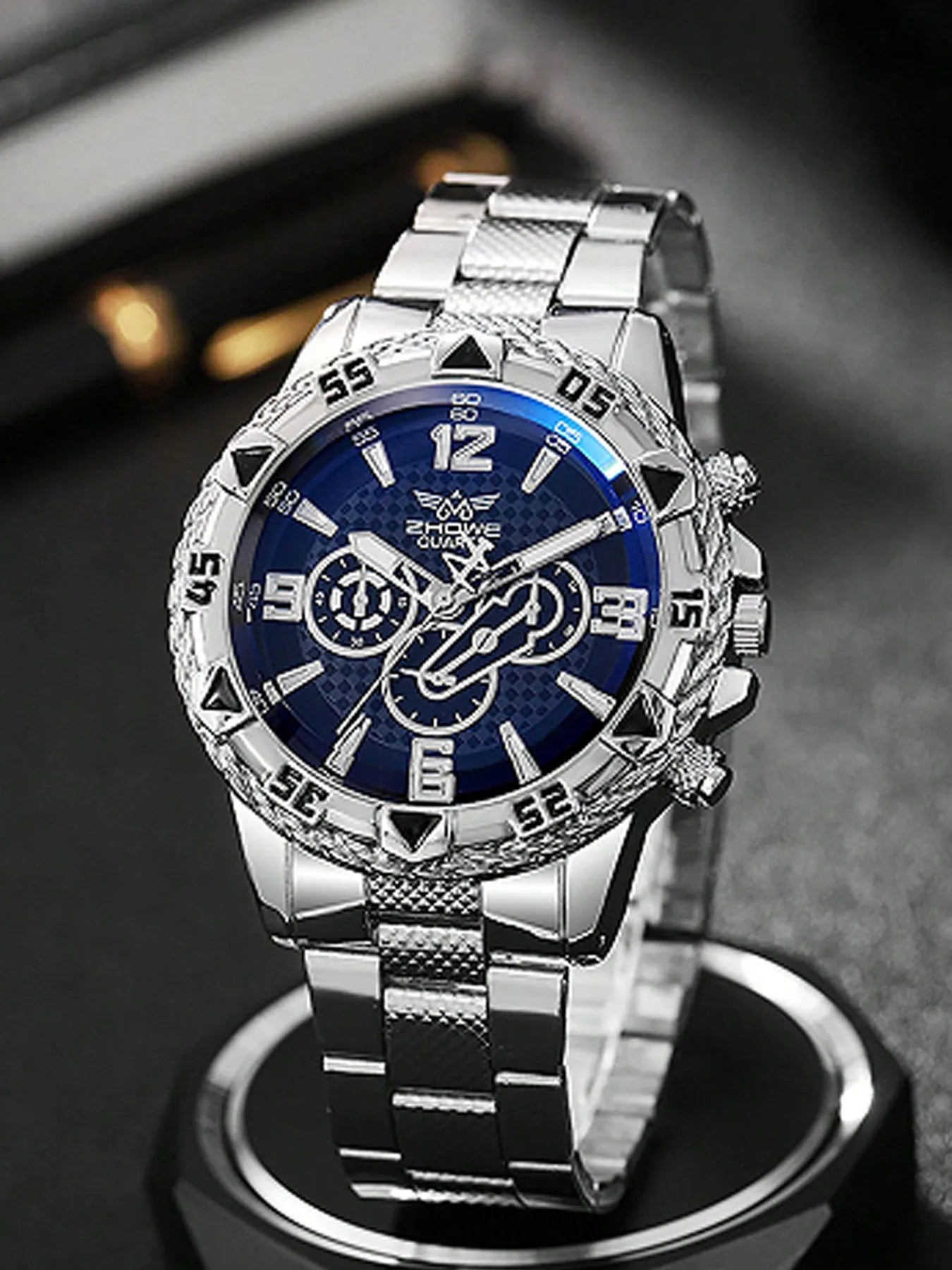 1pc Men's Business Watch Fashion Stainless Steel Men's Sports Quartz Watch Qme black