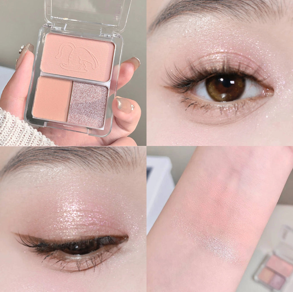 QMN Three-color Eyeshadow Palette Matte Pearlescent Long-lasting Qme QM2018-1