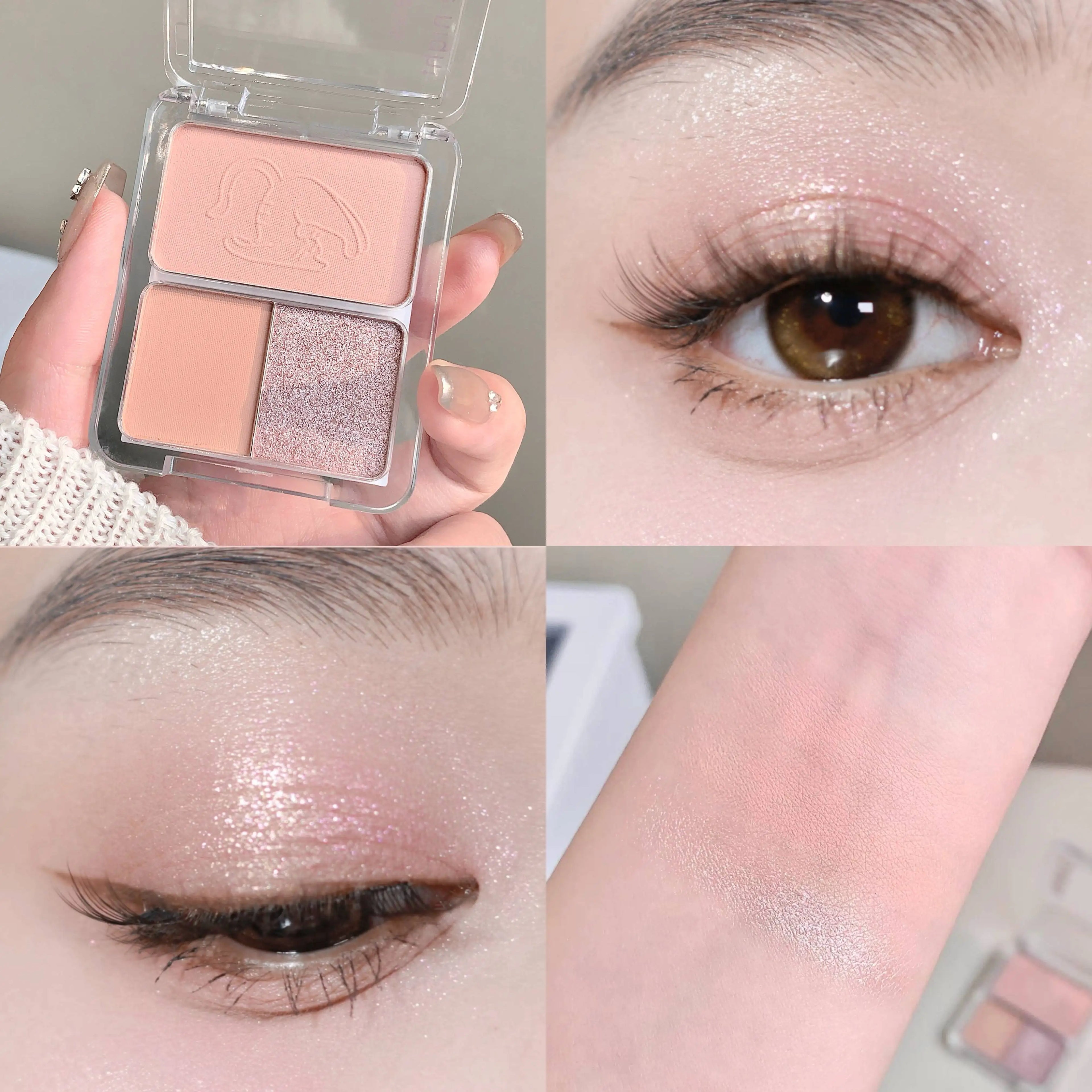 QMN Three-color Eyeshadow Palette Matte Pearlescent Long-lasting Qme QM2018-1