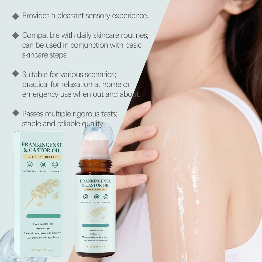 Frankincense Castor Oil Rollerball Soothing & Nourishing Roll-On Oil Improve Dryness Repair Portable Aromatherapy Body Skincare Qme