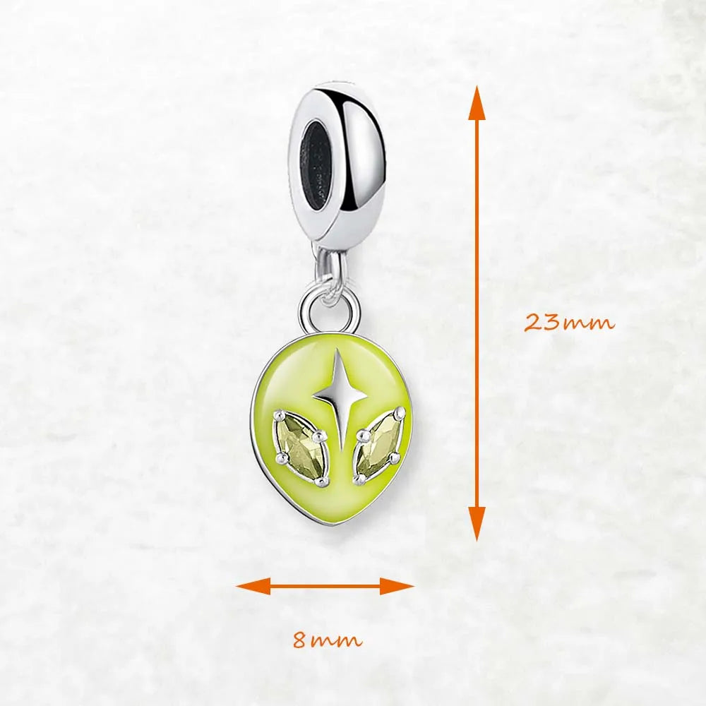Alien Head Dangle Charm Pendant Europe Style Fine Jewelry Women Men Trendy Gift In 925 Sterling Silver Qme