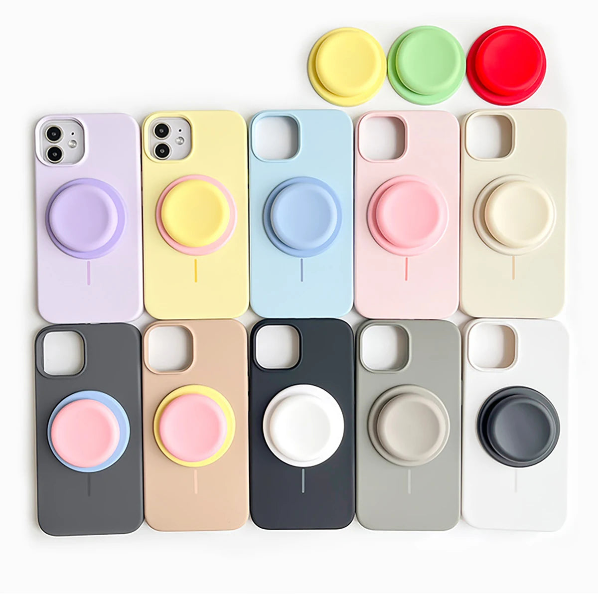 Macaron Colored Silicone Magnetic Air Cushion Stand Adhesive Backing Qme