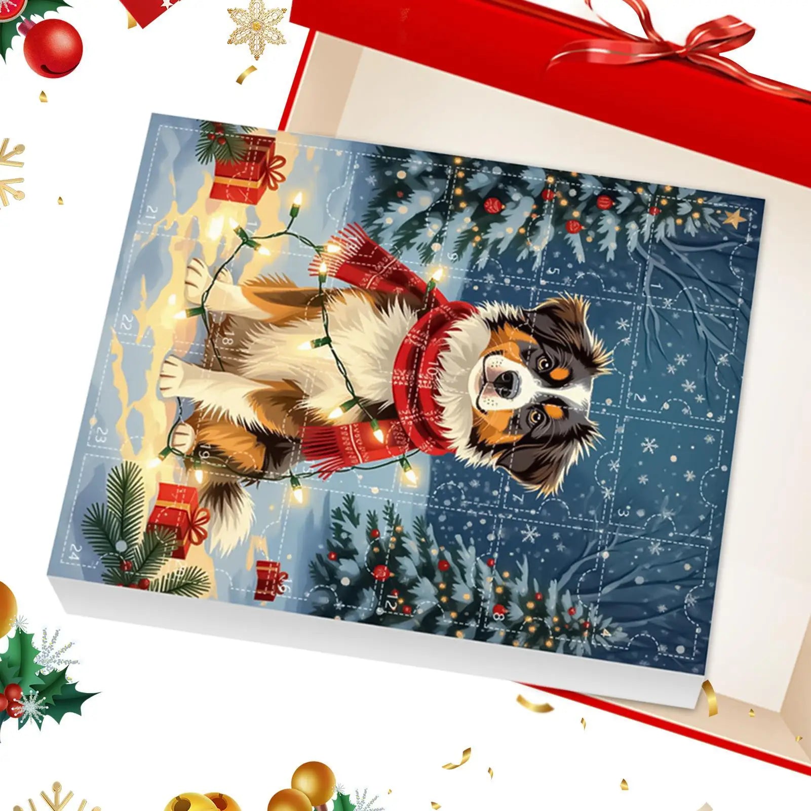 Christmas Countdown Dog 2D Acrylic Pendant 24 Days Advent Calendar Qme