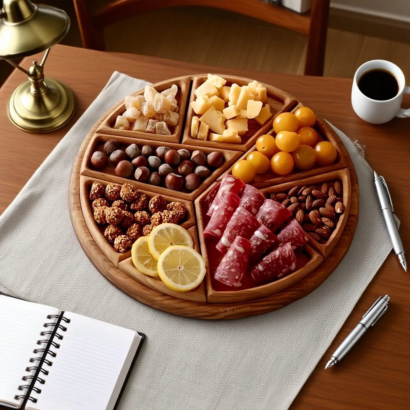 Serving Trays Party Divided Puzzle Tray Food Wooden Platter Qme