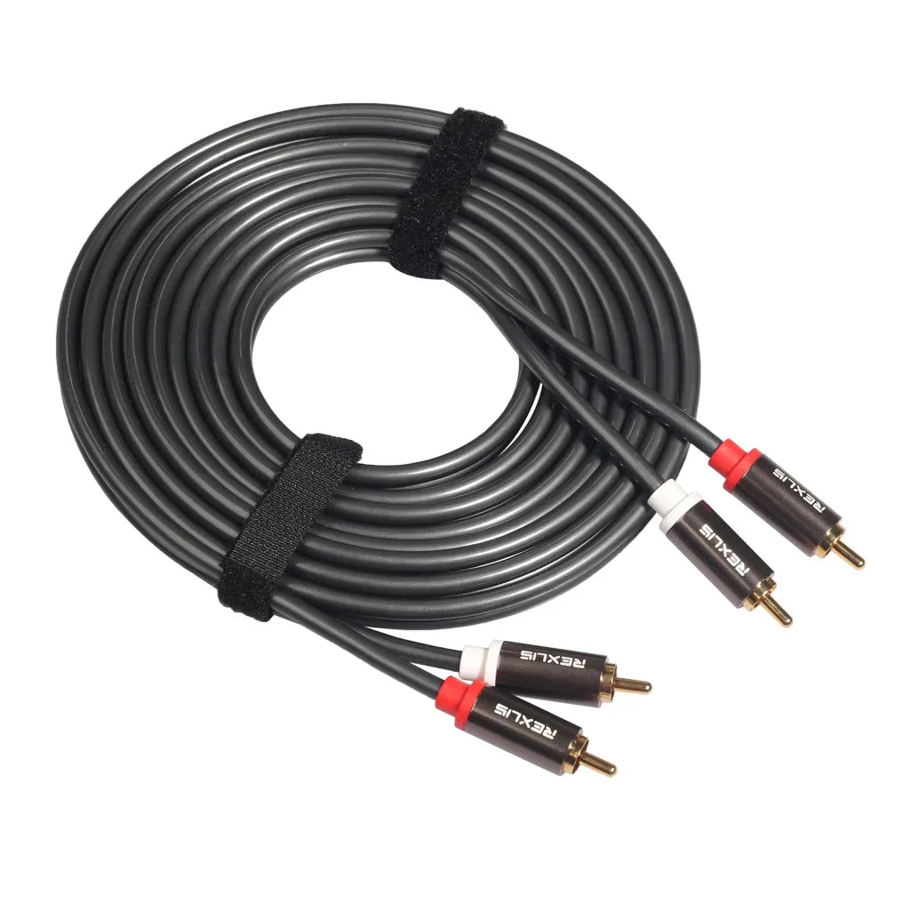 Aluminum alloy 2RCA to 2RCA lotus line AV four head rca binary amplifier audio cable Qme RCA 3m
