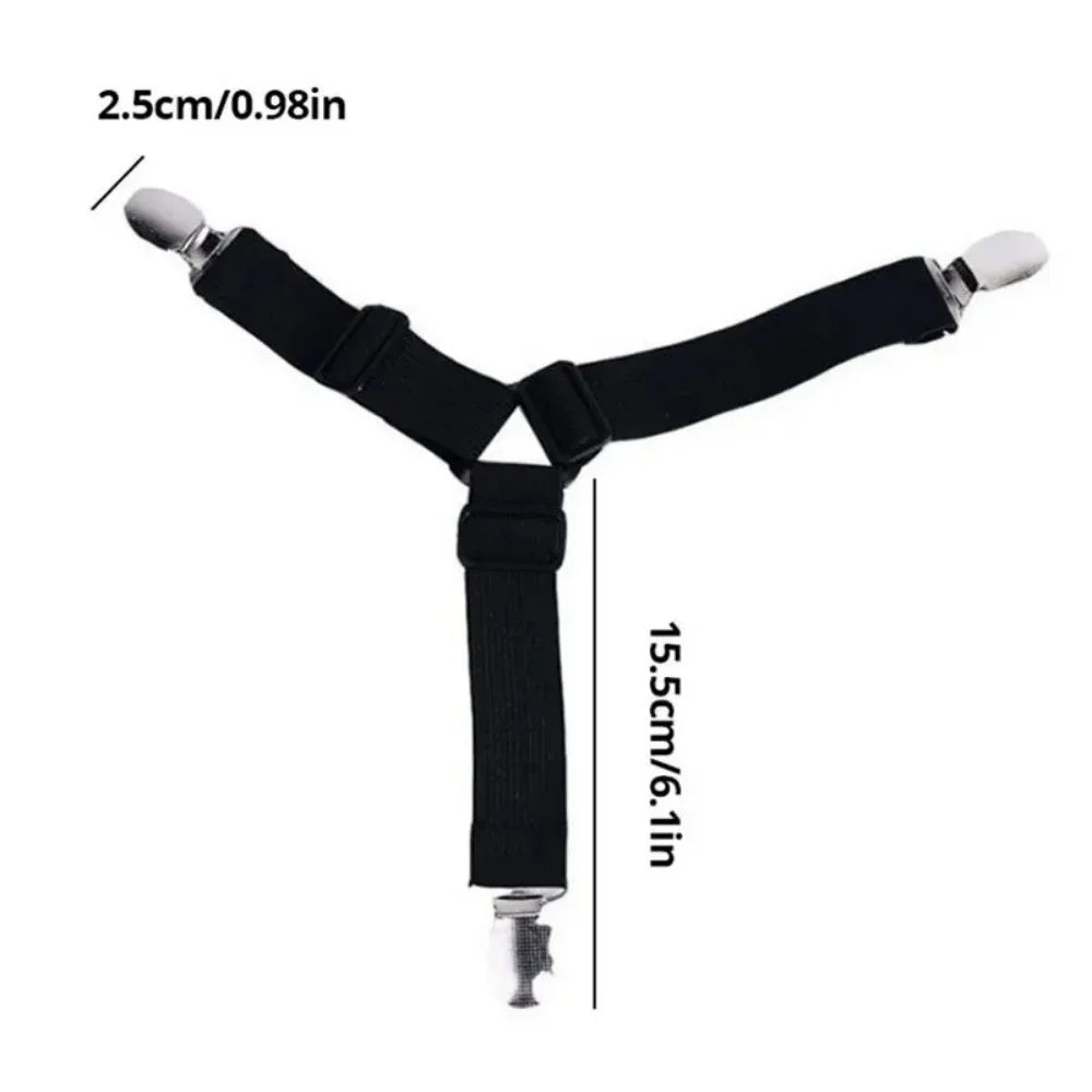 4PCS/Set Elastic Bed Sheet Mattress Cover Blankets Grippers Sheet Clip Holder Fasteners Kit Home Accessories Elastic Fixing Belt Qme