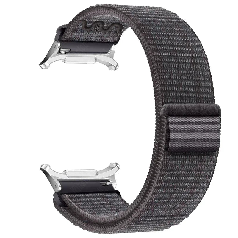 Nylon Solo Loop Strap for Samsung Galaxy Watch 7 Ultra 47mm Braided Band Bracelet for Galaxy 7 Ultra Quick Connector Watchband Qme Black Blue-S Galaxy Watch 7 Ultra