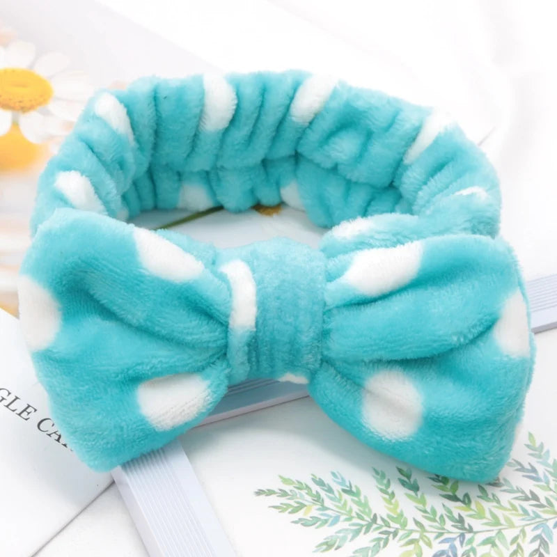 Soft Bow Headbands SPA Yoga Big Solid Coral Fleece Elastic Hair Bands Qme A2