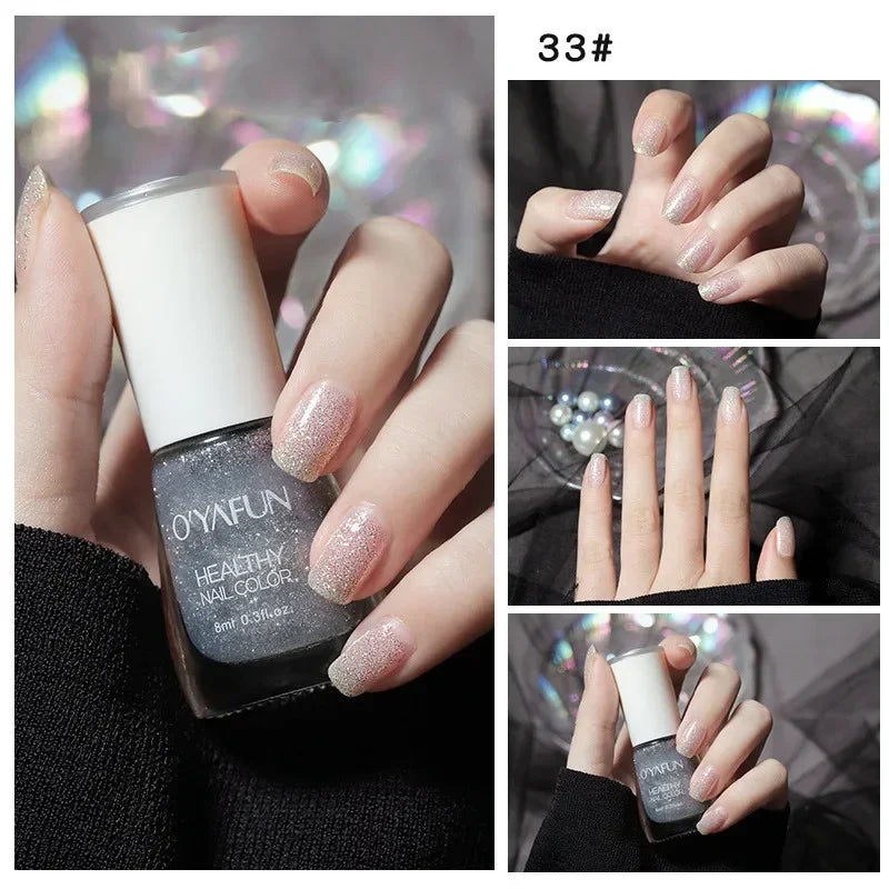No-bake Nail Polish Nail Art Tearable Quick Dry Normal Without Lamp Nail Polish Glitter Sequins UV Varnish Nails Tools Qme 33