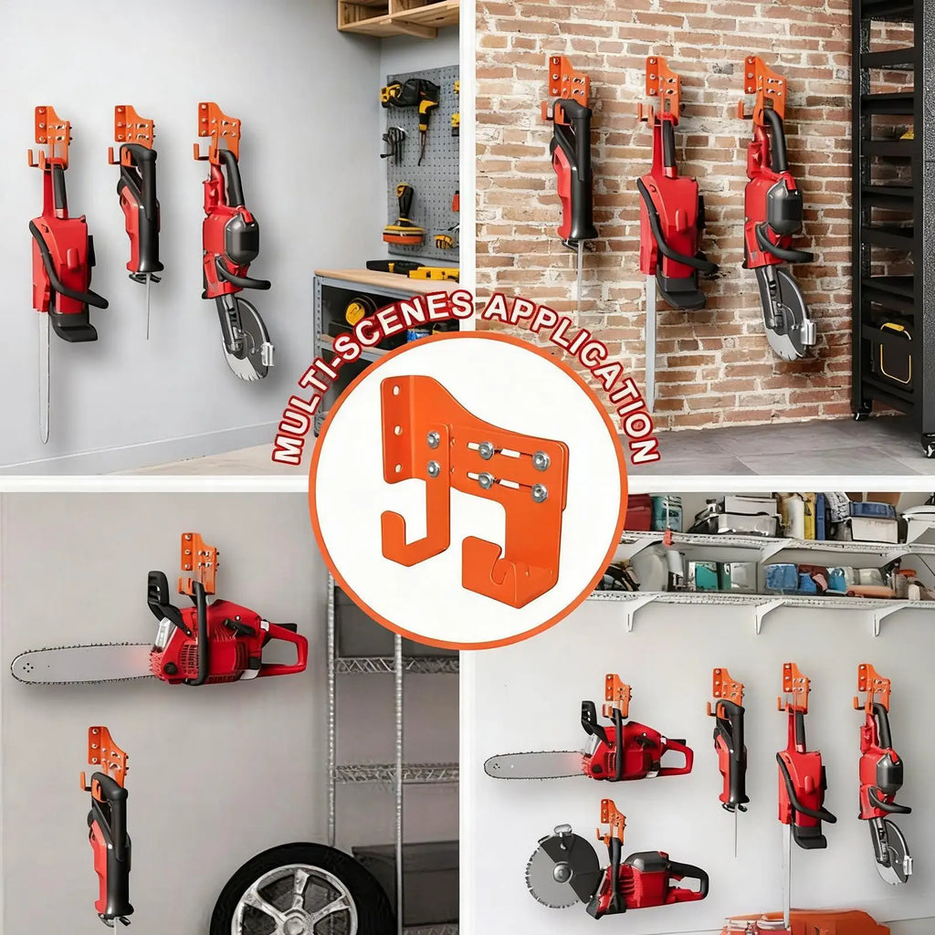 Chainsaw Mount Heavy Duty Wall Organizer Shed Two Hook Garden Garage Qme
