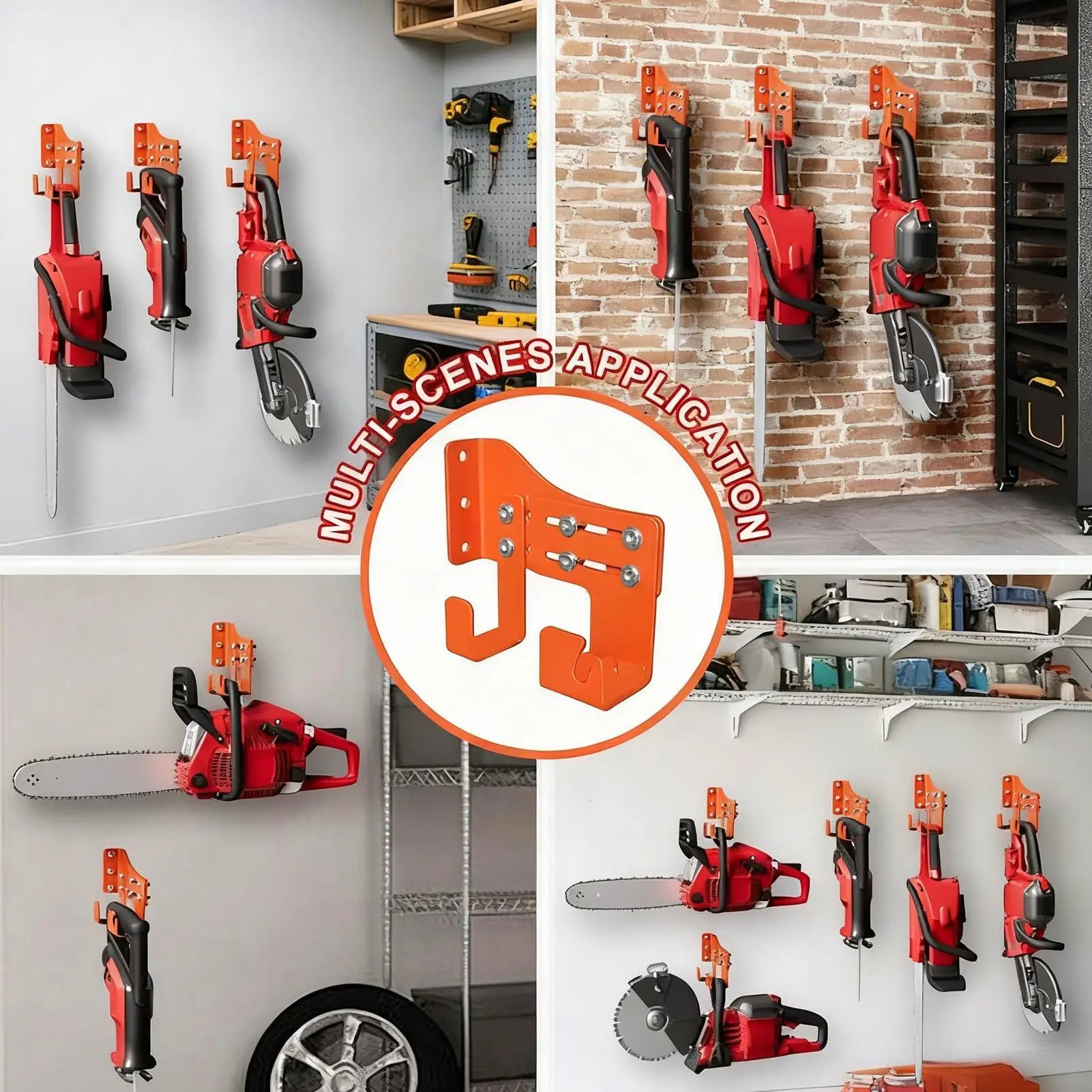 Chainsaw Mount Heavy Duty Wall Organizer Shed Two Hook Garden Garage Qme