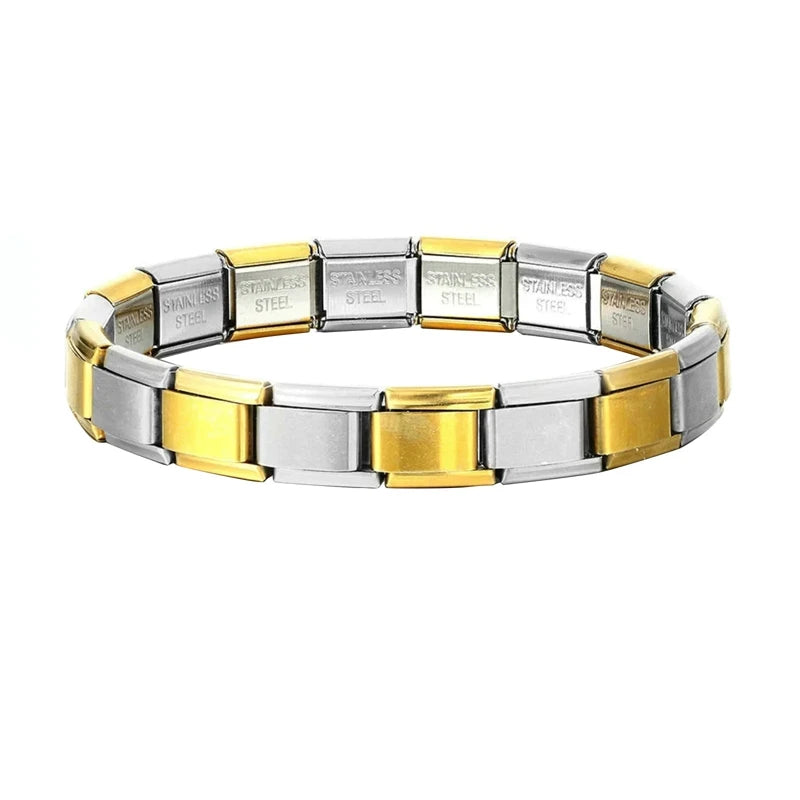 New 2026 Fashion Women's Men's Jewelry DIY 9MM Width Italian Elastic Charm Bracelet Blue Pink Color Stainless Steel Bangle Gift Qme S 21