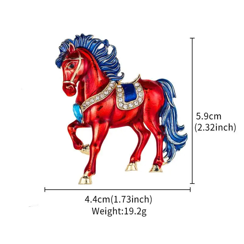 Exquisite Rhinestone Running Horse Brooches Women Men 4-color Enamel Qme 1PCS
