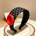 Dopamine Large Button Wave Dot Elasticity Headband Fashion INS Style Elastic Headband Sports Fitness Sweat-absorbent Hairbands Qme Black Red